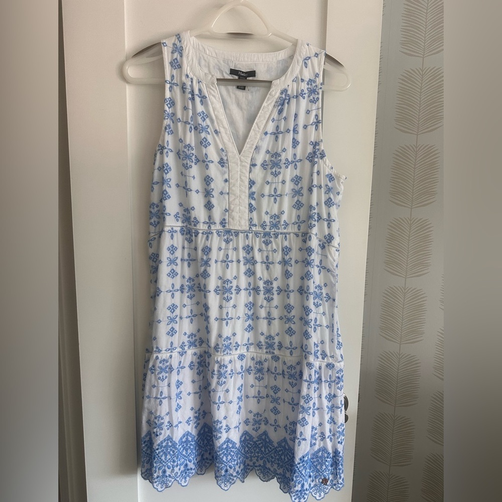 Hatley White and Blue Embroidered Midi Dress